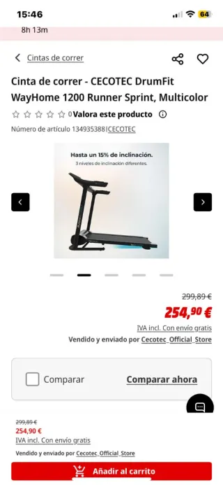 Cinta de Correr Cecotec DrumFit WayHome 1200