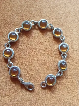 Pulsera antigua ámbar y plateado