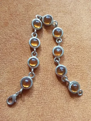 Pulsera antigua ámbar y plateado