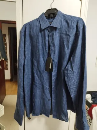 Camisa de lino delave regular fit Massimo dutti