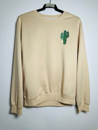 Sudadera beige cactus bordado Talla S