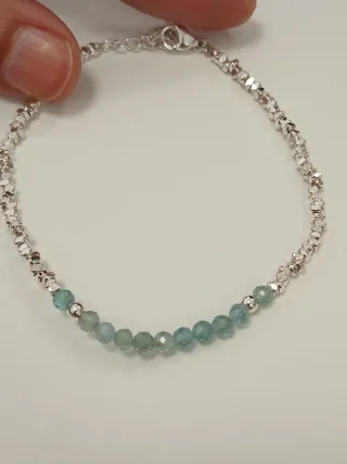 Pulseira Prata Pedras Aqua Marine