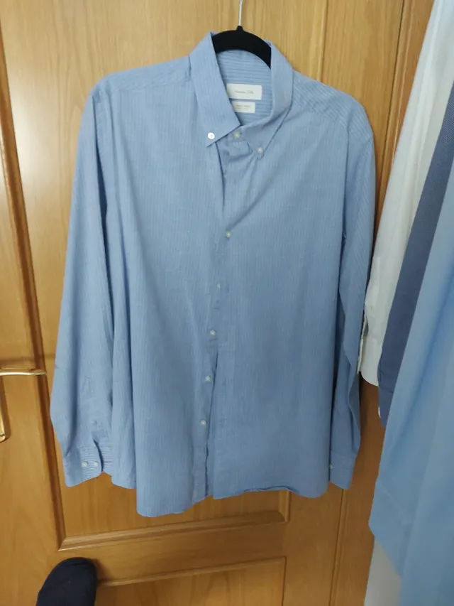 Camisa de rayas azul Massimo Dutti
