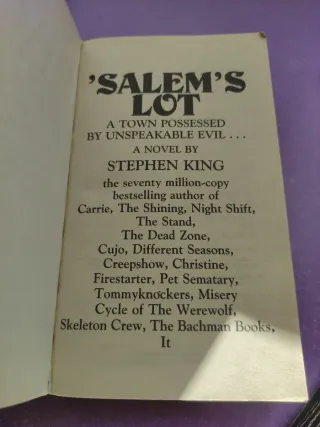 Libros Stephen King: en INGLES Salem's Lot y The D