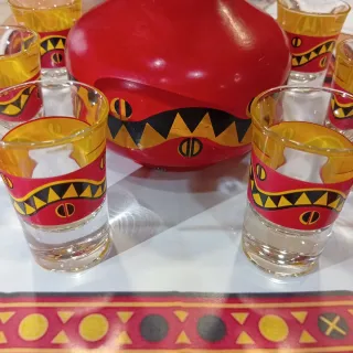 Bottiglia e 6 Bicchierini Beccaro Moka Anni '70