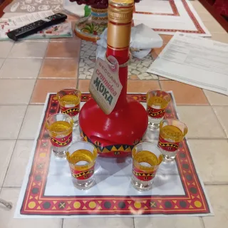 Bottiglia e 6 Bicchierini Beccaro Moka Anni '70