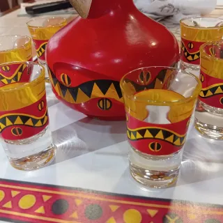Bottiglia e 6 Bicchierini Beccaro Moka Anni '70