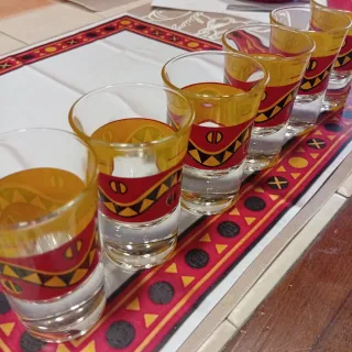 Bottiglia e 6 Bicchierini Beccaro Moka Anni '70