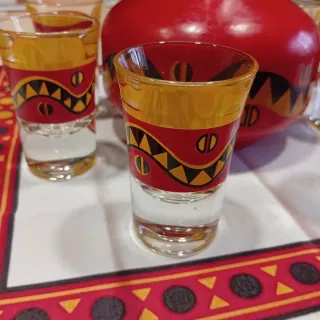 Bottiglia e 6 Bicchierini Beccaro Moka Anni '70