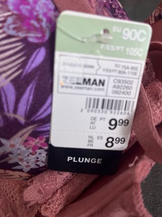 Sujetador floral rosa y morado con encaje