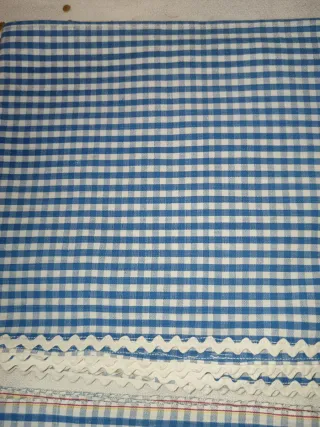 Tiras Algodón para baldas. Cuadros Azul/Blanco