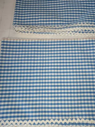 Tiras Algodón para baldas. Cuadros Azul/Blanco