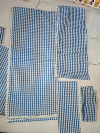 Tiras Algodón para baldas. Cuadros Azul/Blanco