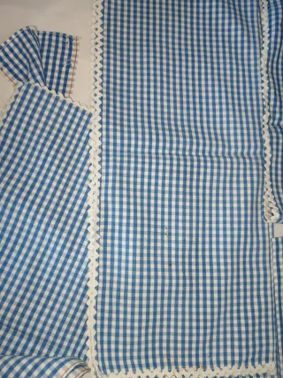 Tiras Algodón para baldas. Cuadros Azul/Blanco