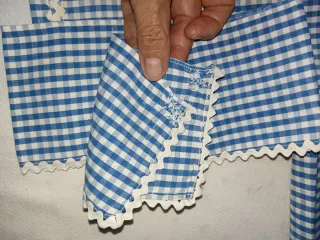 Tiras Algodón para baldas. Cuadros Azul/Blanco