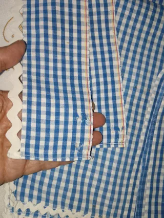 Tiras Algodón para baldas. Cuadros Azul/Blanco