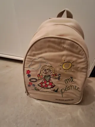 Mochila picnic beige con bordado