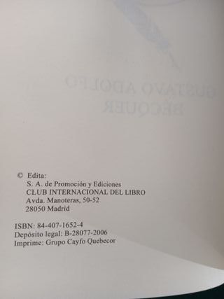 Libro Leyendas y Narraciones de Becquer