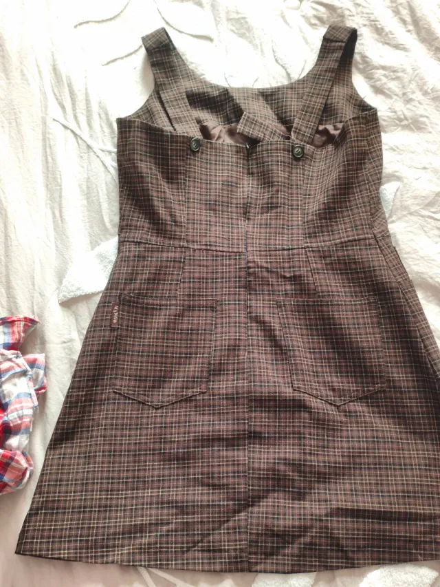 Vestido Pichi Cuadros Mango Talla L