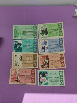Lotería Nacional Billetes Antiguos (8 unidades)