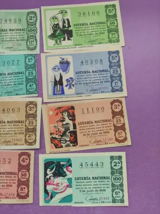 Lotería Nacional Billetes Antiguos (8 unidades)