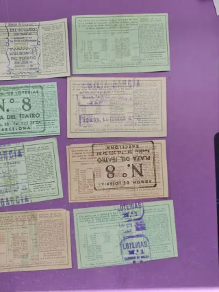 Lotería Nacional Billetes Antiguos (8 unidades)