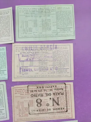 Lotería Nacional Billetes Antiguos (8 unidades)