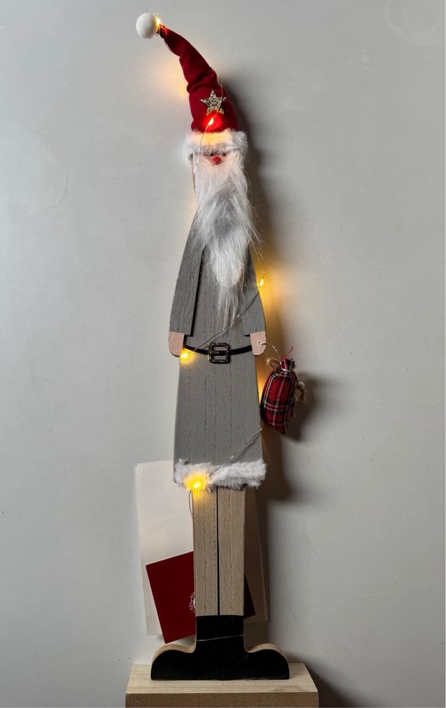 Babbo Natale in legno con luce LED 60 cm