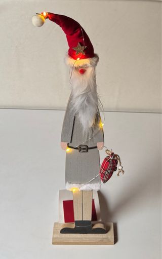 PAPA NOEL MADERA CON LUZ 60cm