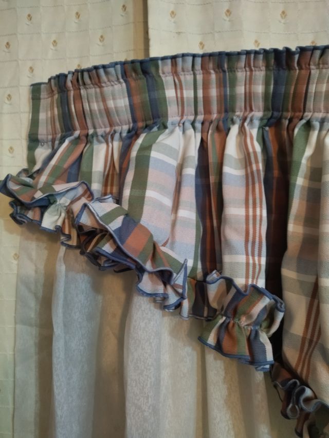 Tende in tessuto a quadri verdi e bianchi