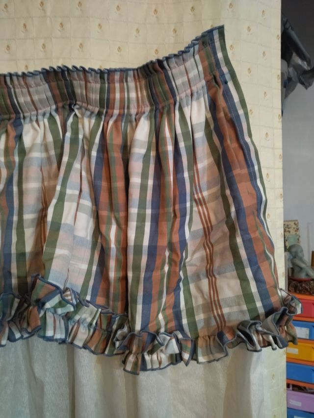 Tende in tessuto a quadri verdi e bianchi