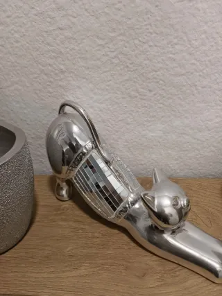 Set Decoración Plateado Figura Humana Zapato Gato