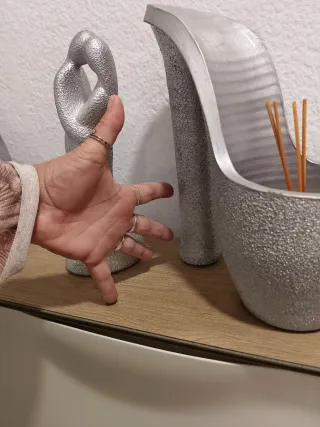 Set Decoración Plateado Figura Humana Zapato Gato