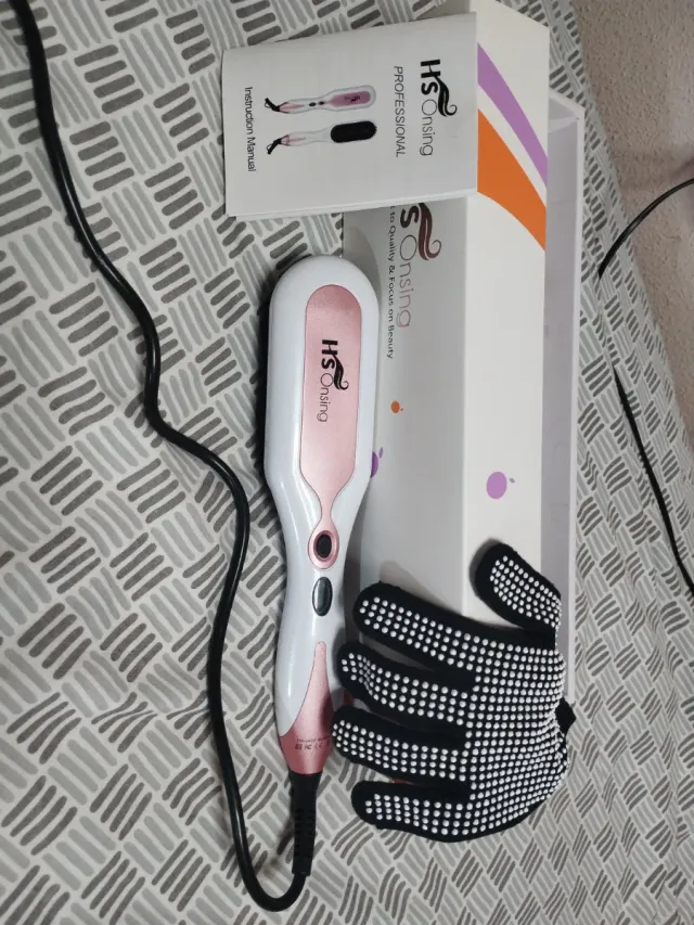 Cepillo Alisador HS Onsing Rosa y Blanco