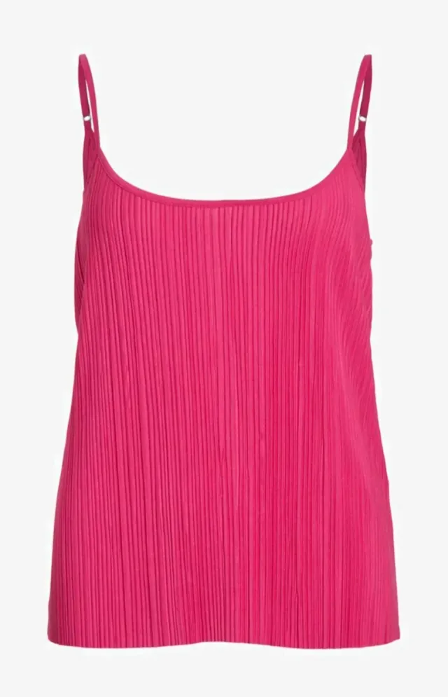 Top fucsia con spalline plissettato