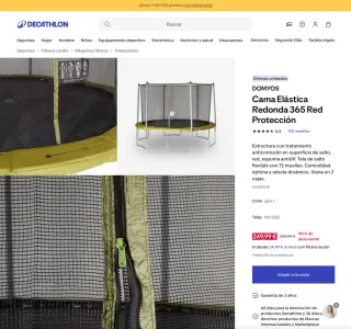 Cama elástica con red de seguridad