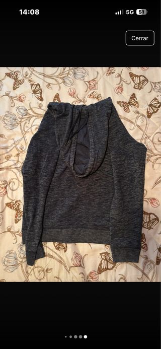 Sudadera Hollister Gris Capucha Vintage