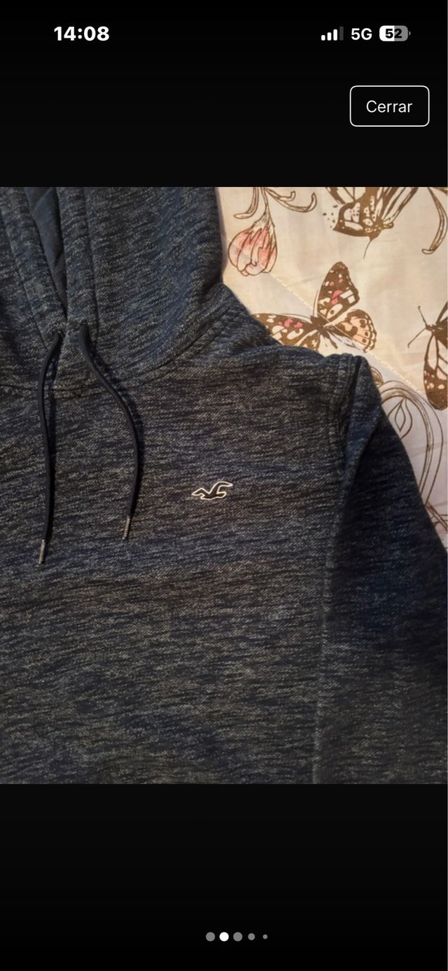 Sudadera Hollister Gris Capucha Vintage