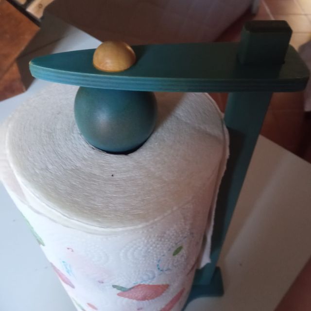 Porta rotolo da cucina (tipo Scottex), di legno