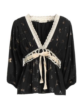 Blusa Meisïe Boho Chic Negra Encaje