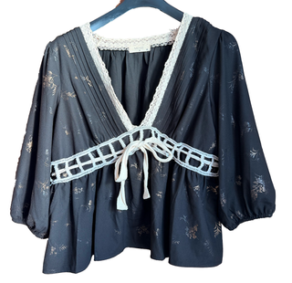 Blusa Meisïe Boho Chic Negra Encaje