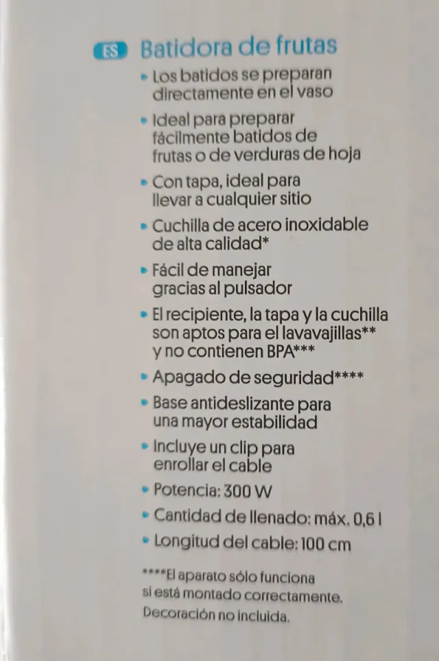 Batidora SilverCrest Frutas Smoothie 300W