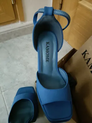 Sandalias plataforma tacón alto KAMOME azul