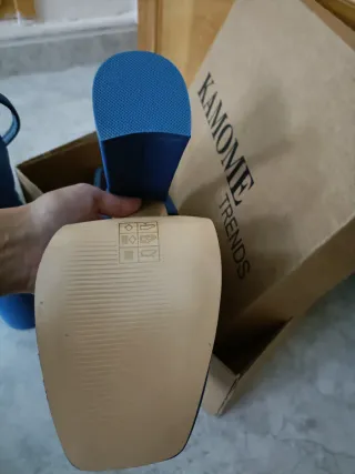 Sandalias plataforma tacón alto KAMOME azul