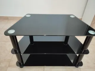 Mesa TV cristal negro 3 baldas