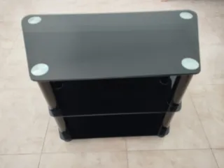 Mesa TV cristal negro 3 baldas