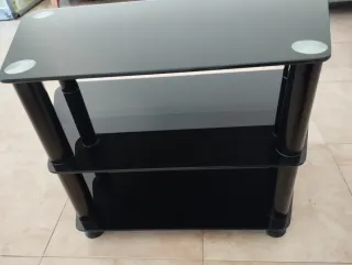 Mesa TV cristal negro 3 baldas