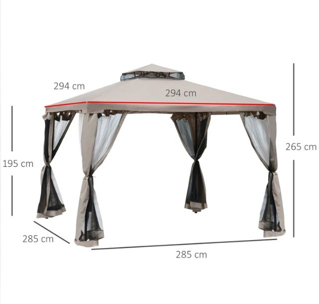 Cenador de Jardim 3x3m Bege e Preto