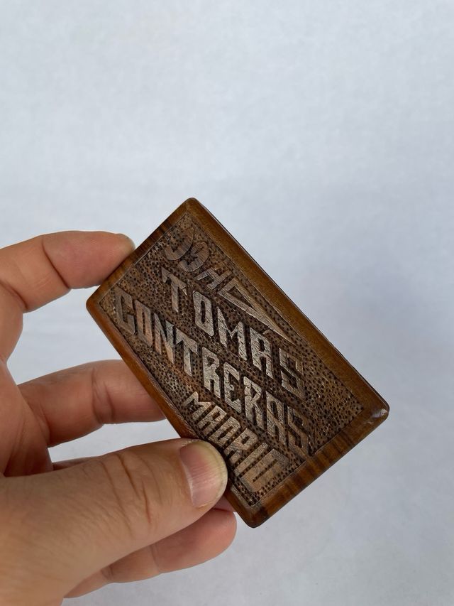 Astuccio per carta da fumare in legno vintage, anni '40