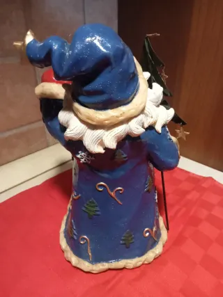Statua Ceramica Babbo Natale con Albero e Campane